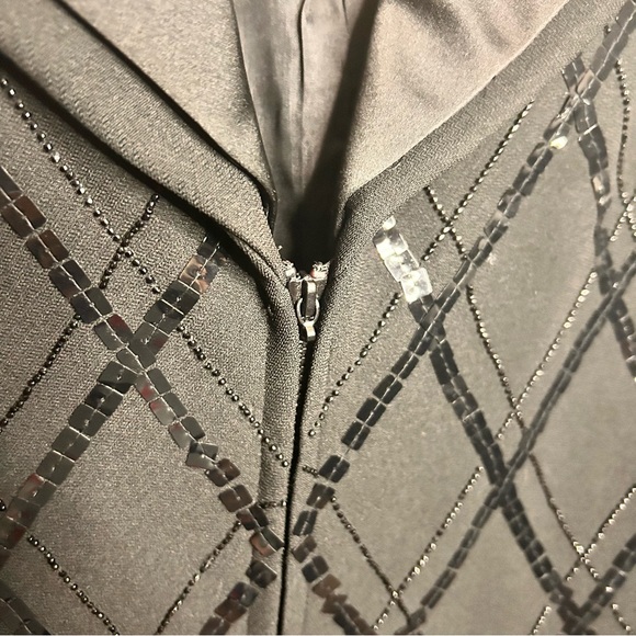 ALBERT NIPON EVENING Women’s Black Sequin Collared Zip Jacket Formal Cruise 14 - Picture 9 of 11